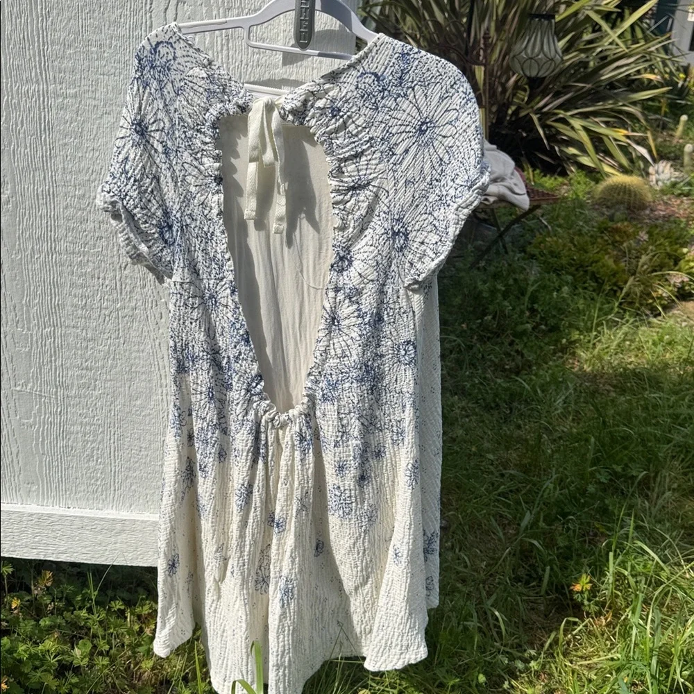 Free People Blue and White Floral Open Back Dress - Picture 4 of 5